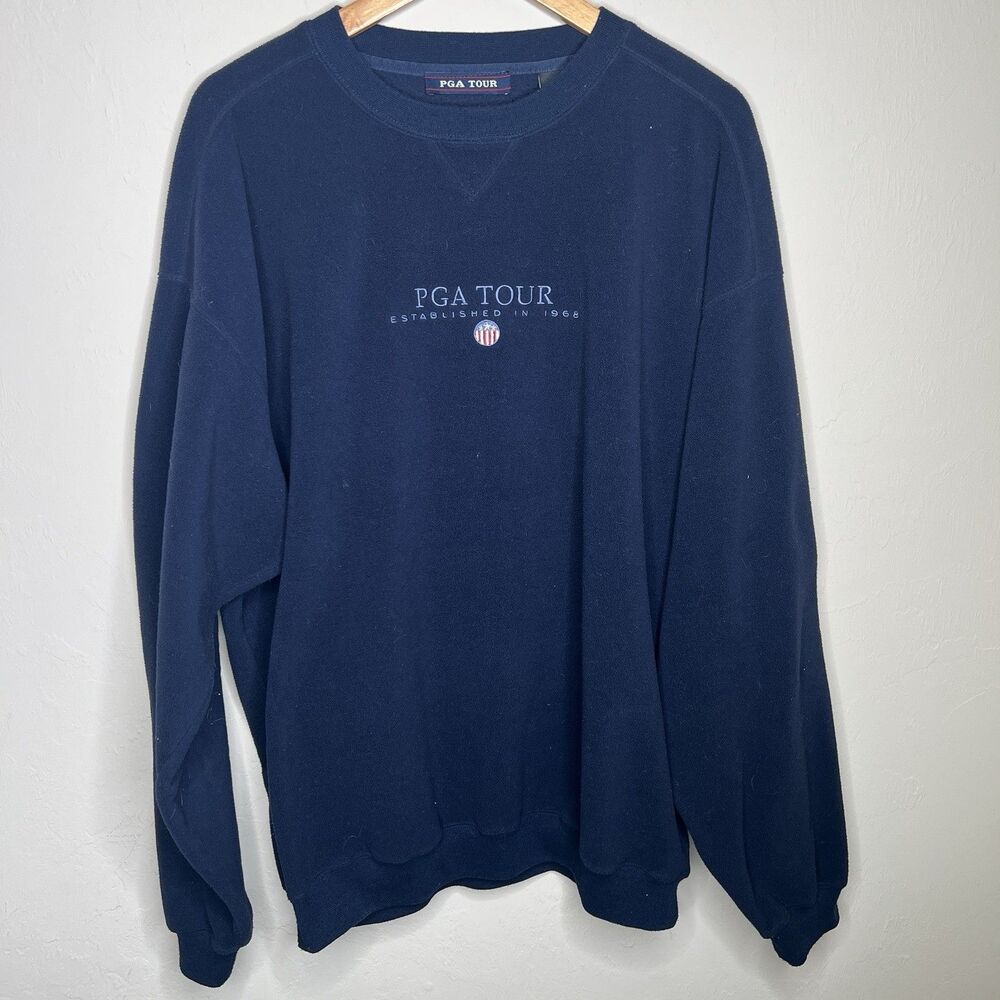 PGA Tour Golf Fleece Pullover Sweater Sweatshirt EST 1968 Blue Men's XL